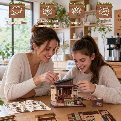 Cutefun Book Nook Kits for Adults, DIY Miniature House Kit Coffee Shop