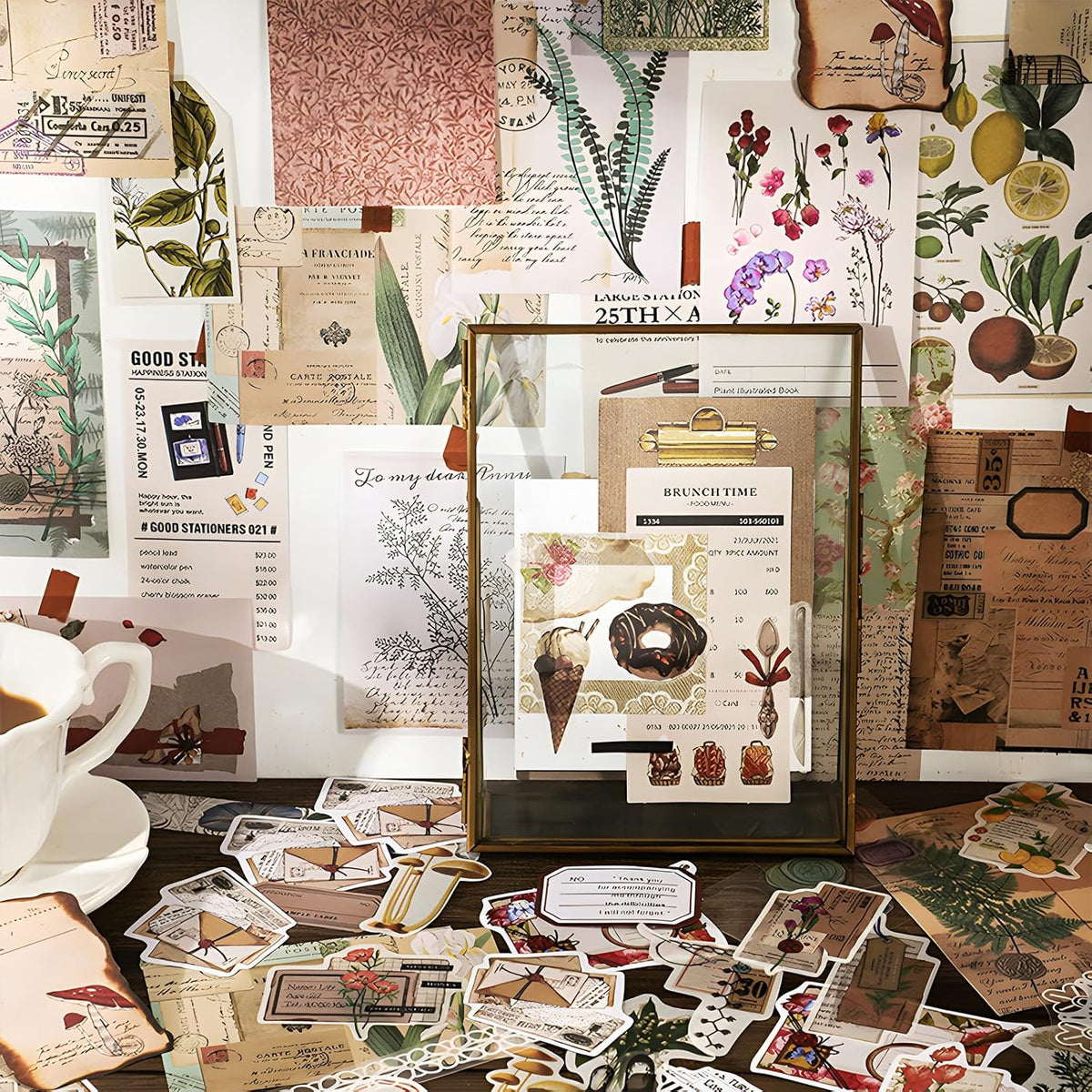 Teniinet 260 PCS Vintage Scrapbooking Supplies Kit for Beginners (Natural)