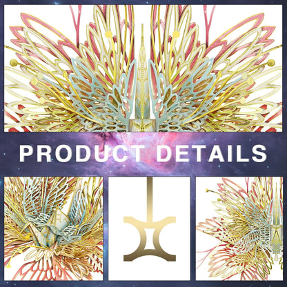 Piececool 3D Metal Model Kits, 12 Constellation Series - Gemini Wishing Cranes Assembling Metal Model Building Kits DIY Handcraft Kits 3D Puzzles for Adults, Best Birthday Gifts, 55Pcs