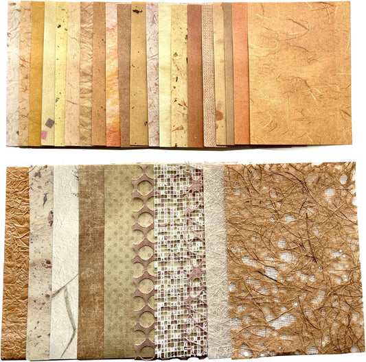 Textured Scrapbook Paper Mesh Fabric - Junk Journal Supplies Assorted Set 51 Sheets Mixed Scrapbooking Materials Boho Cardstock Aesthetic Decoupage Paper for Crafts Planner Collage Embellishments
