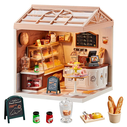 Miniature Living Room DIY Kit, 92Pcs 1:24 Scale Dollhouse with LED