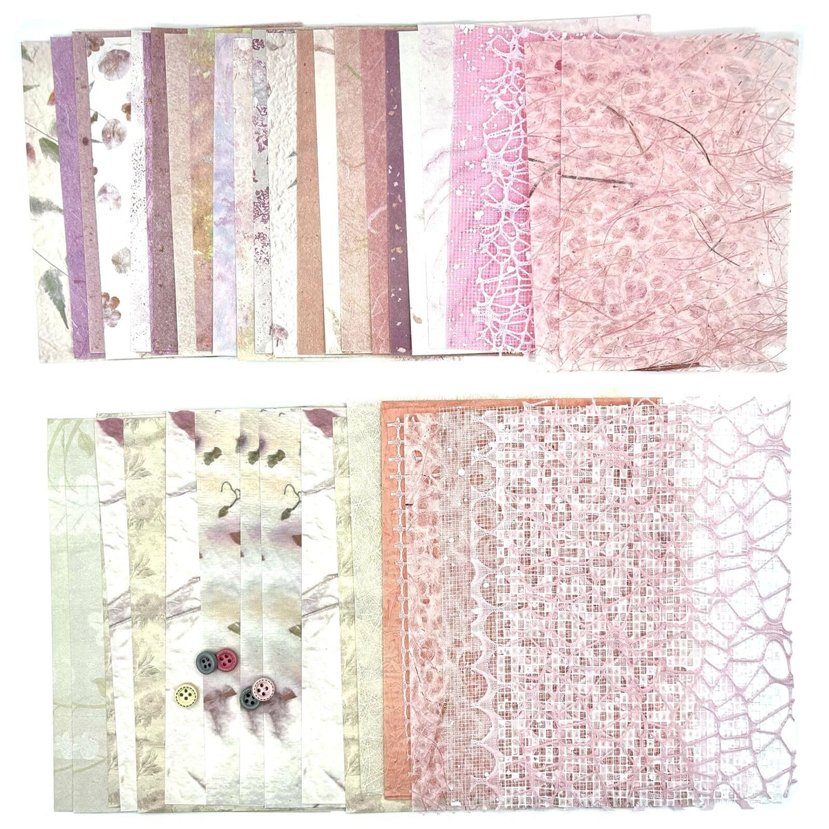 Textured Scrapbook Paper Mesh Fabric - Junk Journal Supplies Assorted Set 51 Sheets Mixed Scrapbooking Materials Boho Cardstock Aesthetic Decoupage Paper for Crafts Planner Collage Embellishments