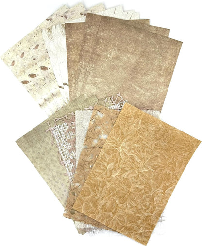 Textured Scrapbook Paper Mesh Fabric - Junk Journal Supplies Assorted Set 51 Sheets Mixed Scrapbooking Materials Boho Cardstock Aesthetic Decoupage Paper for Crafts Planner Collage Embellishments