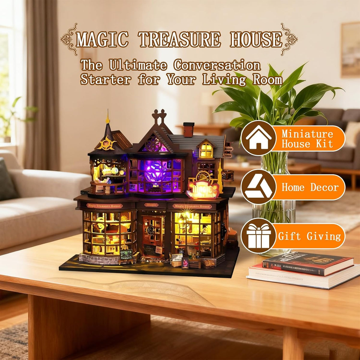 OZJAY Miniature House Kit for Adults, Mini House Kit with LED