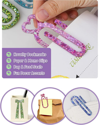 NiArt 14-Shape Resin Bookmark Mold, Epoxy UV Silicone Kit with 12 Tassels