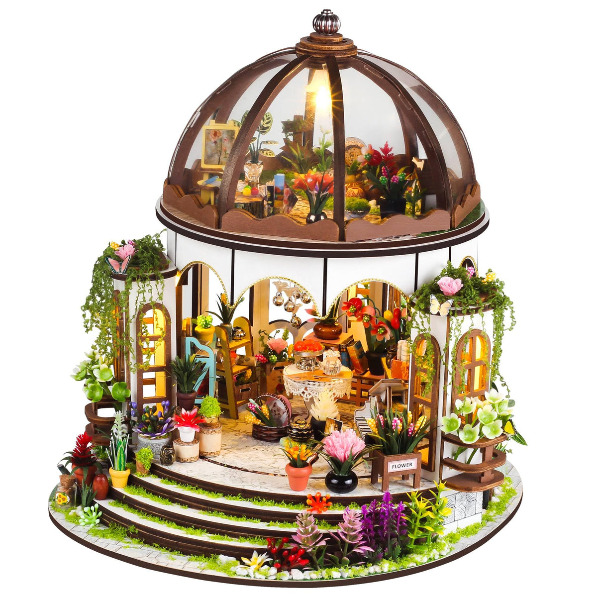 Kisoy DIY Miniature House Kit, Tiny House Kit with Furniture and LED Light for Adults and Teens, DIY Mini House Craft Kit, Decorations/Gifts for Family and Friends（Whispering Woods）