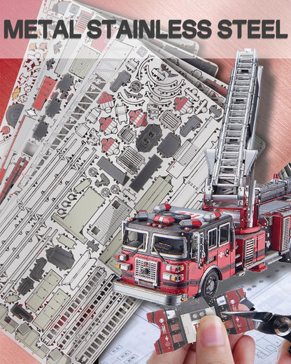 Piececool 3D Metal Puzzles for Adults, Ladder Truck Fire Engine Model Kits Building, Challenge to Assemble DIY Craft Kits, Best Birthday 354 Pcs