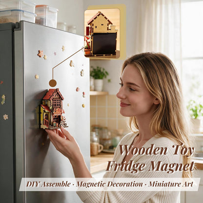 3D Wooden Puzzle Miniature Building Model & Fridge Magnet