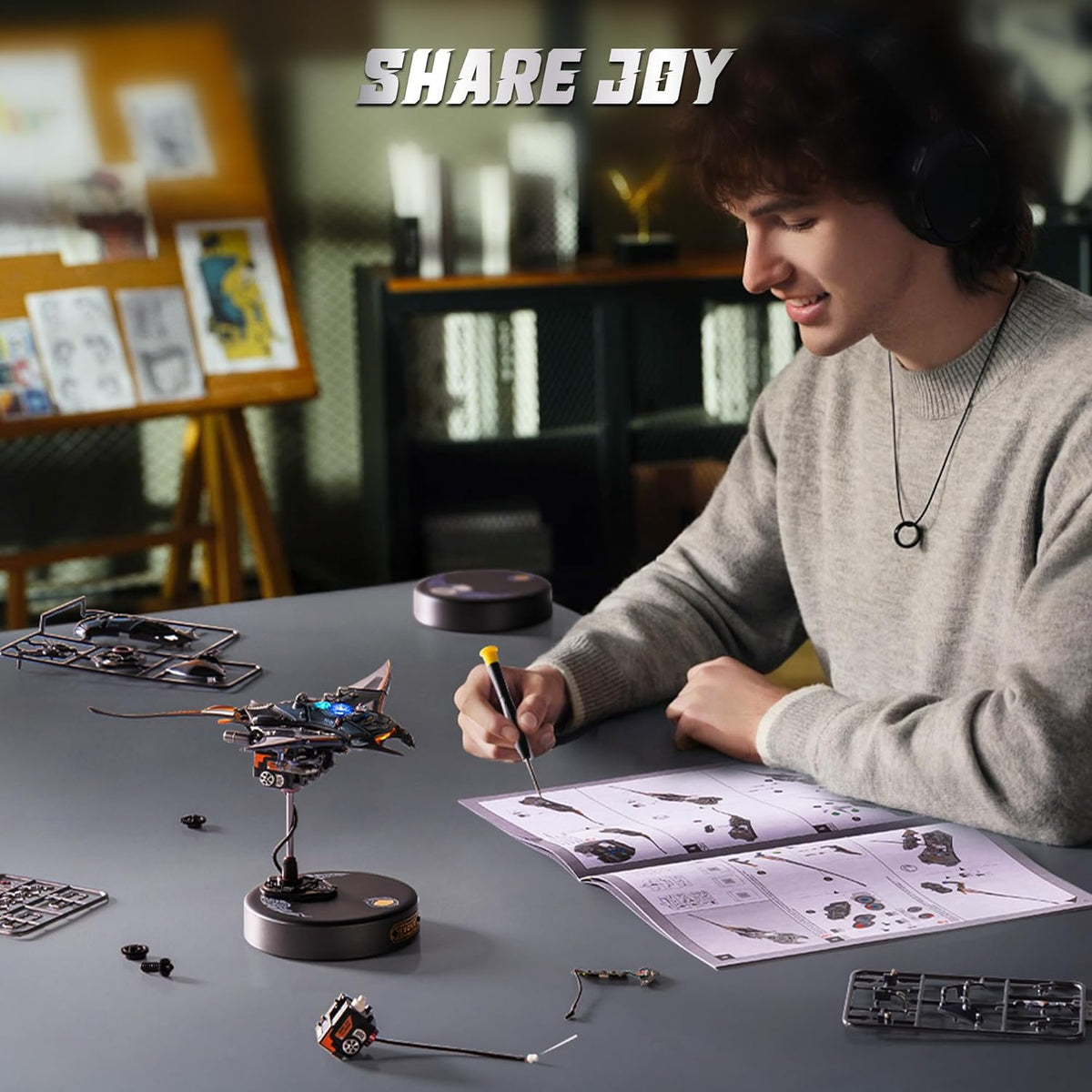 ROKR 3D Metal Puzzles for Adults, Manta Ray Mechanical, 3D Metal Model Kits for Adults to Build, Unique Electric Mechanical Toy