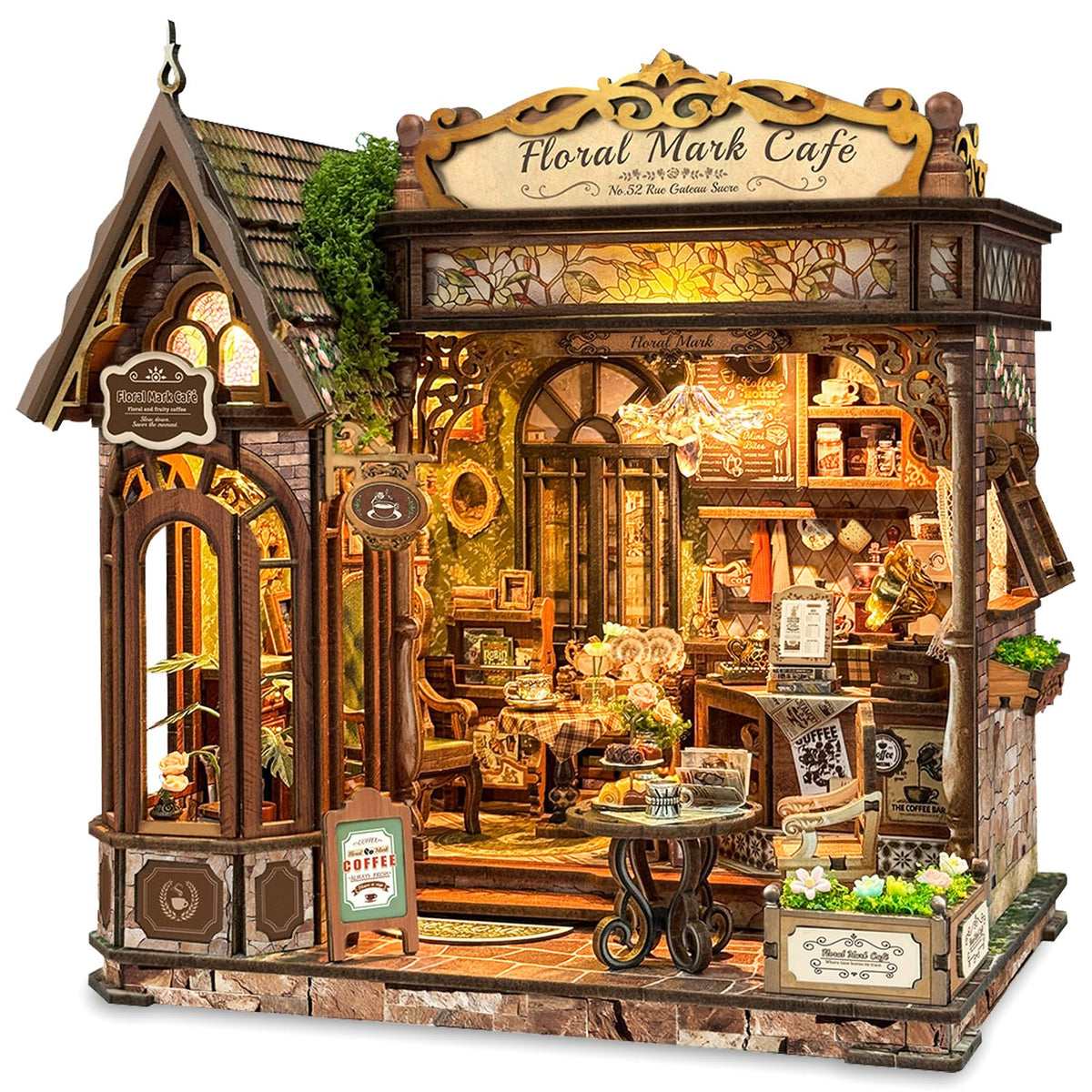 Rose Manor Wooden DIY Miniature House Kit with Music & Lights
