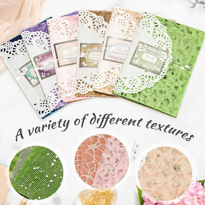 96 Sheets Scrapbook Supplies & Junk Journal Supplies Set - Textured Paper & Mesh Fabric for Scrapbooking, Journaling, Collage, Vision Board, Card Making (3.9x5.5 Inch)