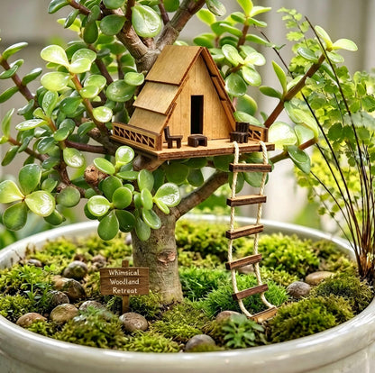 Timberwood Mini Treehouse for Indoor Plant Pots, Fairy Gardens