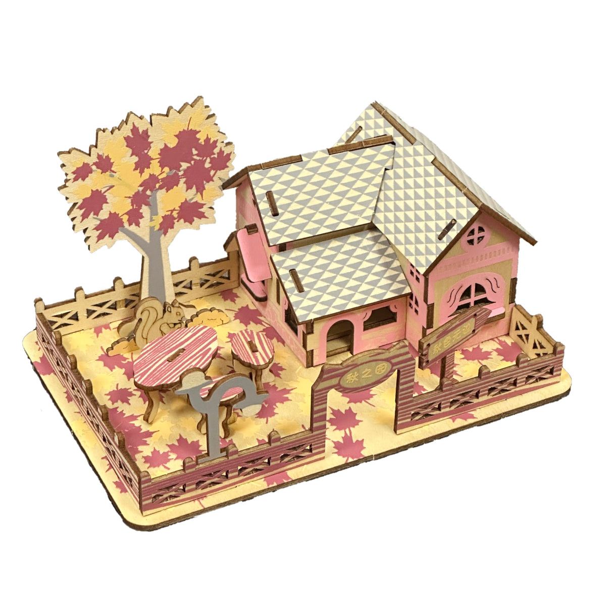 Log Cabin 3D Wooden House Puzzle,DIY Mini Building Model Kit，001