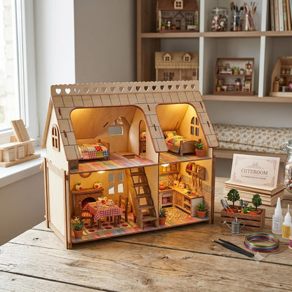 CUTEROOM 3D Puzzle House,Fantasy Villa Model Kit DIY Miniature Dollshouse