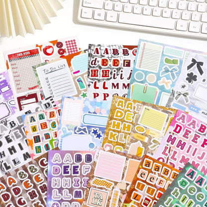 1000+ Pcs Alphabet Collage Sticker Book, Retro Letter & Collage Note Frame Decor Stickers for Junk Journal, Scrapbooking Supplies, Ideal DIY Decorative Gift for Women Teen Girls