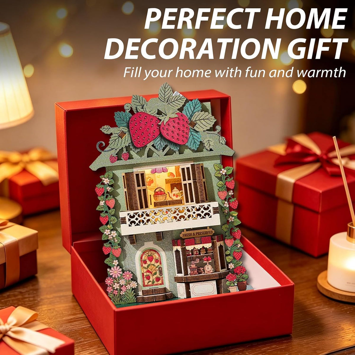 Book Nook Kit DIY Miniature House 3D Wooden Puzzle Bookshelf Decor