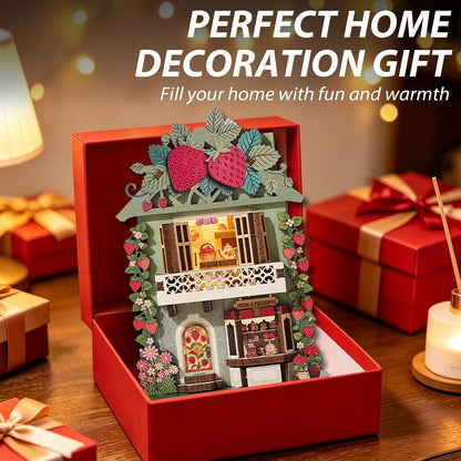 Book Nook Kit DIY Miniature House 3D Wooden Puzzle Bookshelf Decor