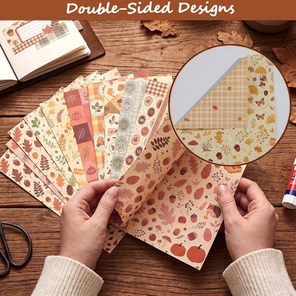 Autumn Scrapbook Paper, 60 Sheets 14 x 21 cm, Orange Brown