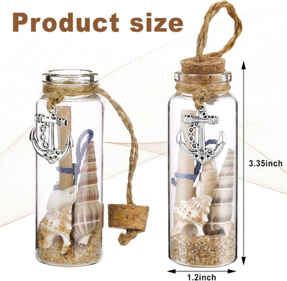 Qunclay 6 Pcs Beach Ornaments Glass Bottle with Sand Seashell