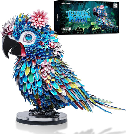 Piececool 3D Metal Puzzles for Adults Parrot Model Building Kits DIY Assembly Brain Teaser Puzzle, Best Gifts & Desk Decor