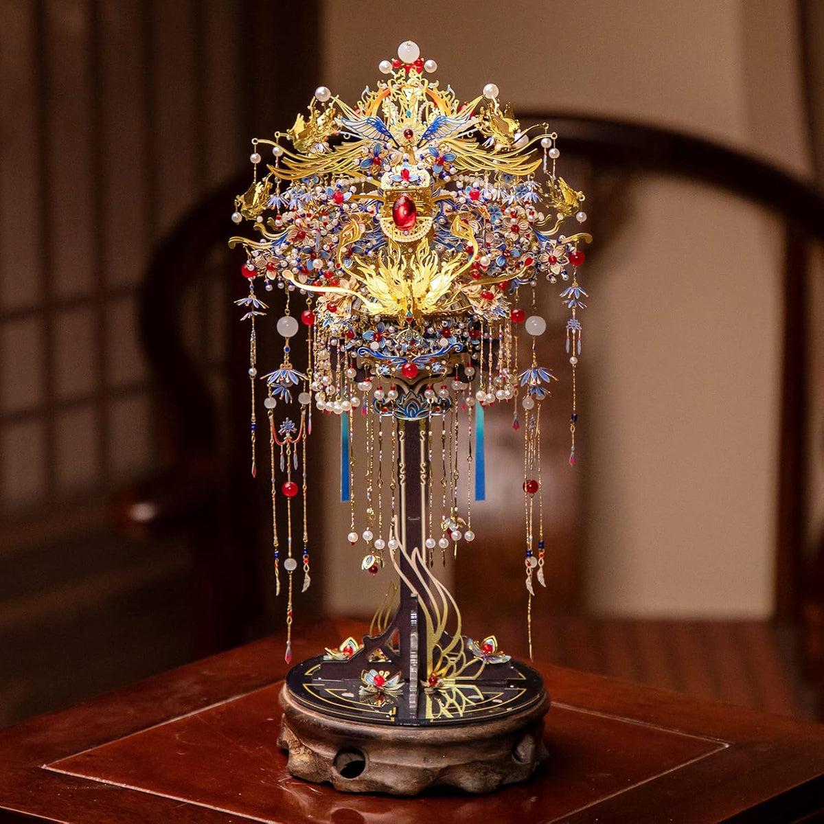 MU Phoenix Crown 3D Metal Puzzles, Chinese Ancient Gemmy Coronet Model Kits Building for Adult, Birthday Wedding Gift Home Decoration