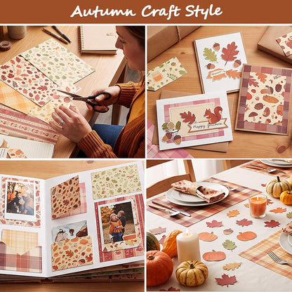 Autumn Scrapbook Paper, 60 Sheets 14 x 21 cm, Orange Brown