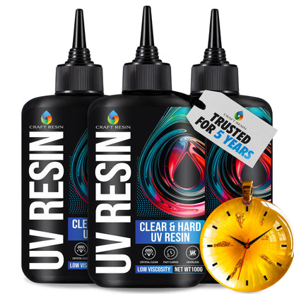 CRAFT RESIN 500g UV Resin Kit Hard Type Low Viscosity – Crystal Clear and No-Yellowing UV Resin Glue for DIY, Jewelry Making, Molds Casting and Polymer Clay Projects - Fast Cure Under UV Light