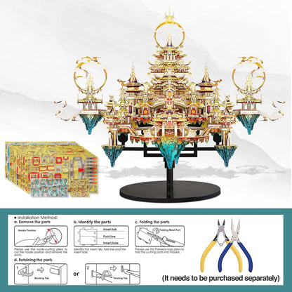 Piececool 3D Metal Asian Puzzles Model Kits- LINGXIAO Palace Metal Building Kits for Adults, Brain Teaser Puzzle DIY Handcraft Best Gifts for Man Woman Family