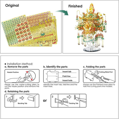 Piececool 3D Metal Asian Puzzles Model Kits- Garuda Coronet Metal Building Kit for Adults, Brain Teaser Puzzle DIY Handcraft Model Kits, Fidget 3D Puzzles Gifts for Teens Man Woman Family- 522 Pcs