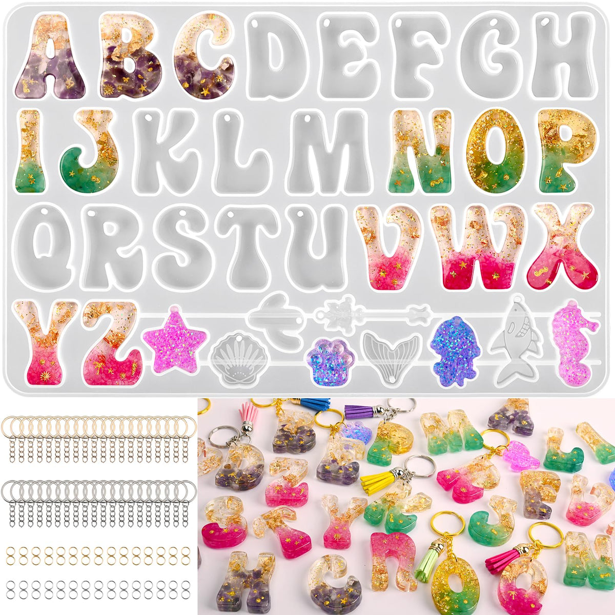 Actvty Mini Alphabet Resin Molds - 3Pcs Letter Molds for Epoxy Casting Small Number Alphabet Silicone Mold for DIY Earring Necklace Pendant Jewelry Resin Crafts Decor