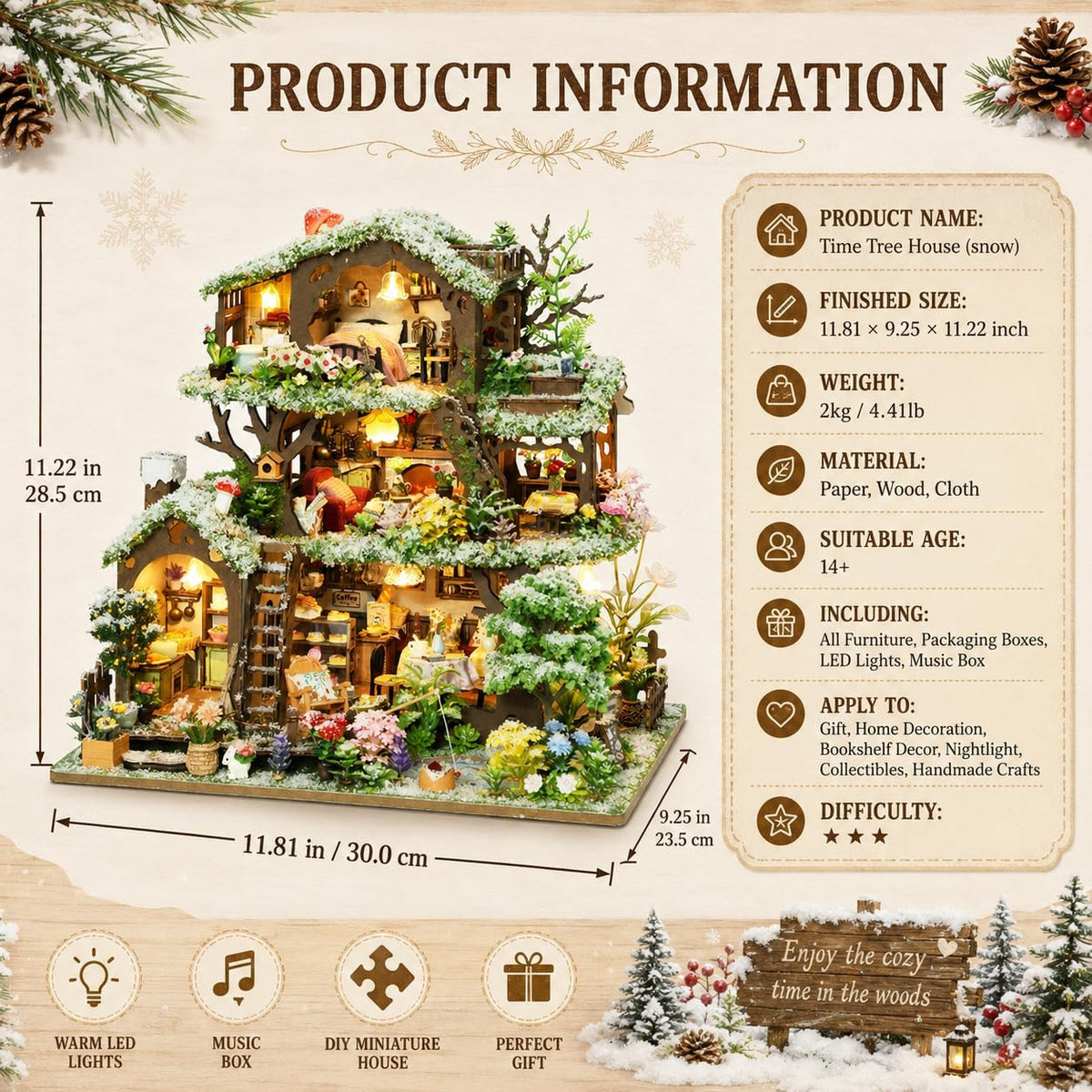 Spilay DIY Miniature House Kit for Adults, Tree Dollhouse Building Kit