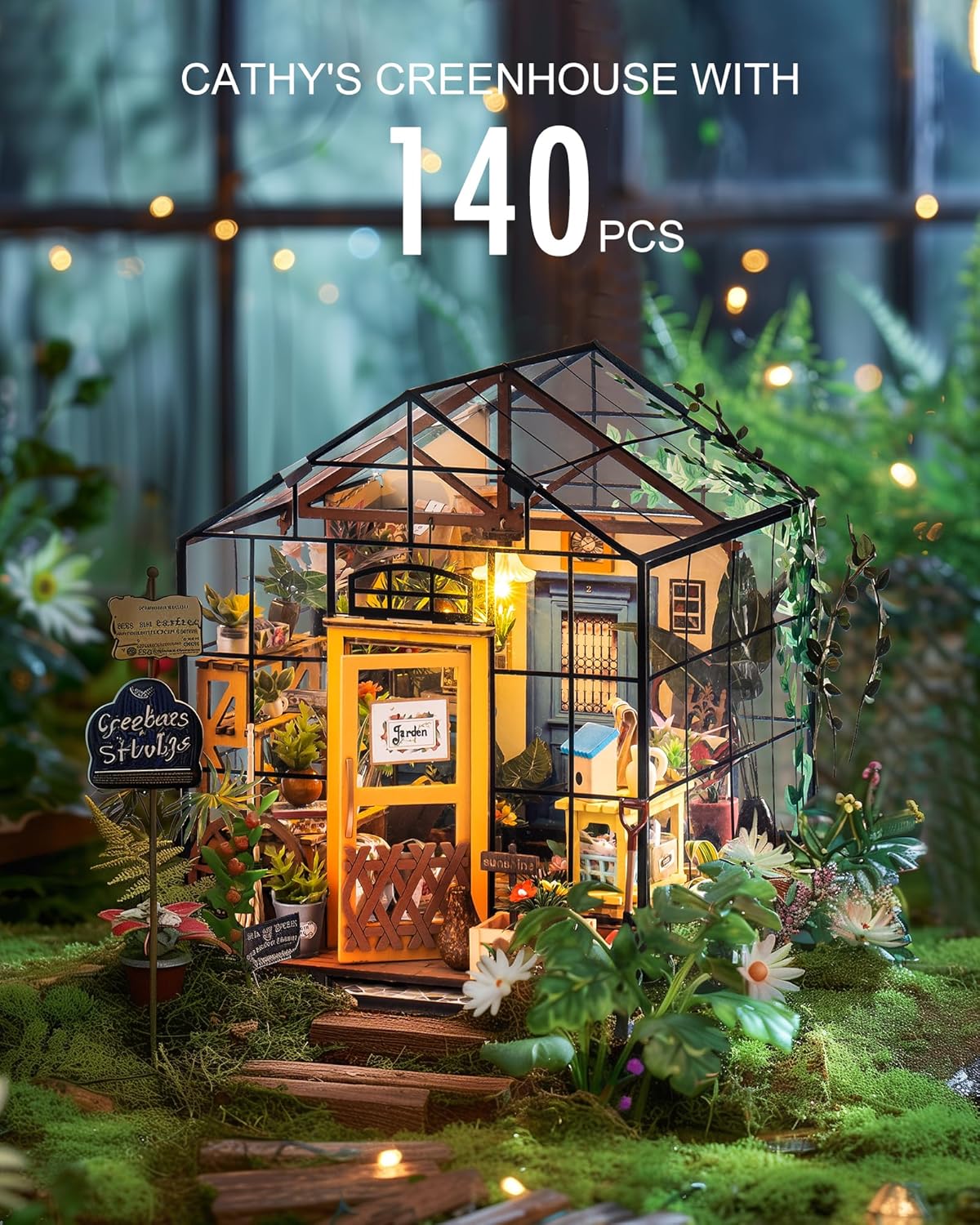 Rolife DIY Miniature Greenhouse Kits for Adults - Cathy's Flower House