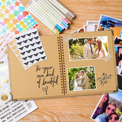 Joyberg Scrapbook 80 Pages, Scrapbooking Supplies 8 x 8 In, junk journal Album Suitable for Album Memory Book Wedding, Anniversary Family, DIY Craft Projects (Brown)