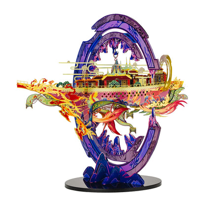 MU Moon Palace 3D Metal Puzzles for Adult to Build Assembling with Lighting Holder, Floating Building Craft Kit Mythical Island Model DIY Sets Metal Model Kits Building, Birthday Gift Home Desk Decor
