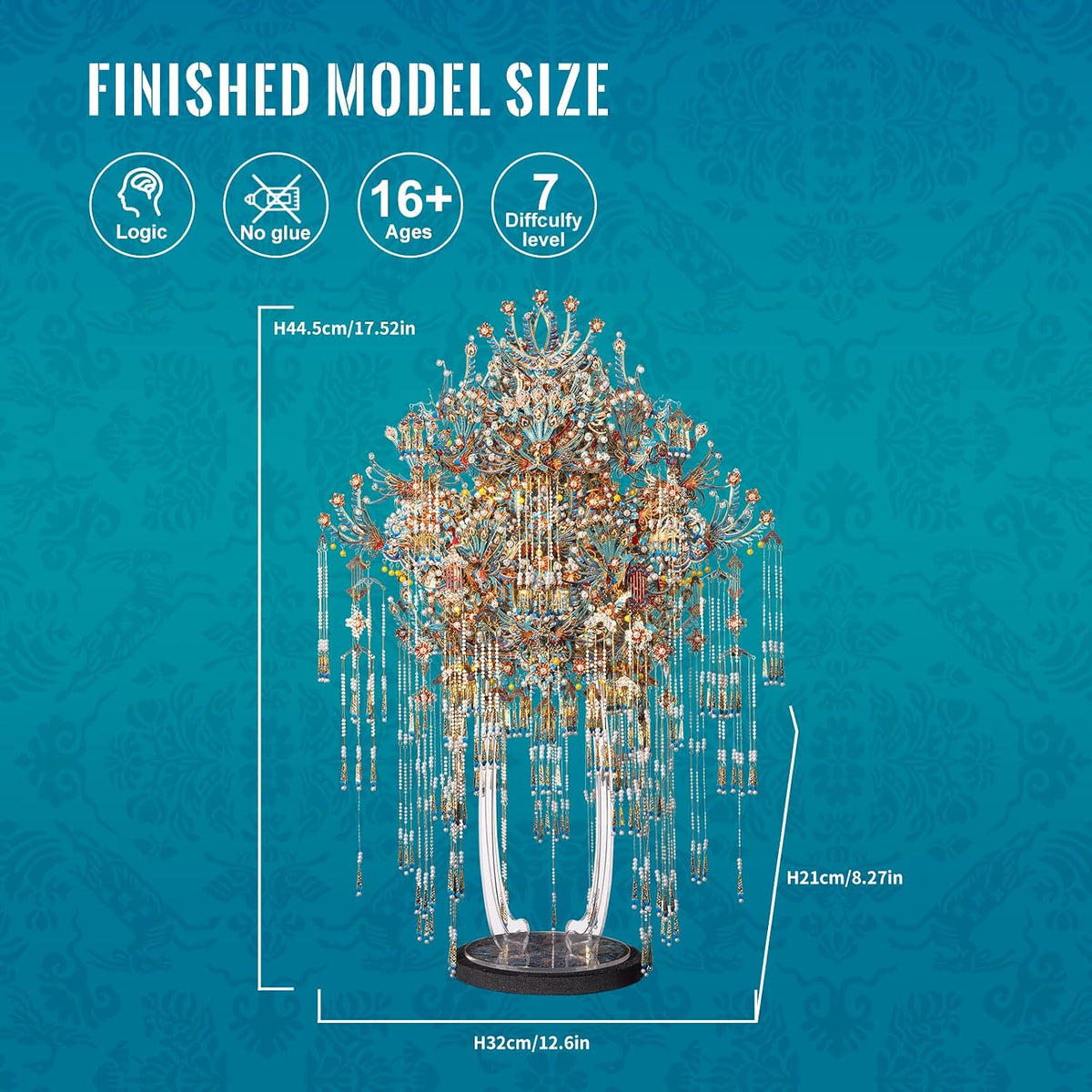 Piececool 3D Metal Puzzles for Adults Kingfisher Phoenix Coronet Model Kit