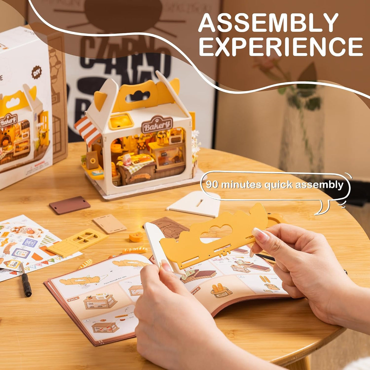 DIY Mini House Building Teddy Miniature Kit Breadbox, Miniverse Lifestyle Bookshelf Decoration, Cute Craft Kits for Women or Girls 14+, Kawaii Gifts Hobbies for Crafters (Teddy's Breadbox)