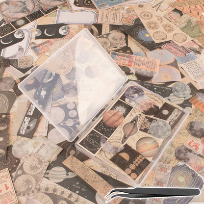 200Pcs Vintage Scrapbook Stickers, Aesthetic Junk Journal Stamping Supplies Kit, Scrapbooking Ephemera Washi Paper for Bullet Journaling Planners Diary Collage
