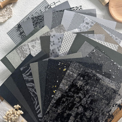 30 Pcs Handmade A5 Textured Scrapbook Paper and Mesh, Junk Journal Supplies