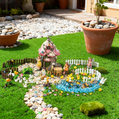 Fairy Garden Accessories Outdoor, Fairy Garden Decor Kit Fairy Garden Figurines Supplies Resin Fairy House