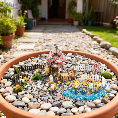 Fairy Garden Accessories Outdoor, Fairy Garden Decor Kit Fairy Garden Figurines Supplies Resin Fairy House