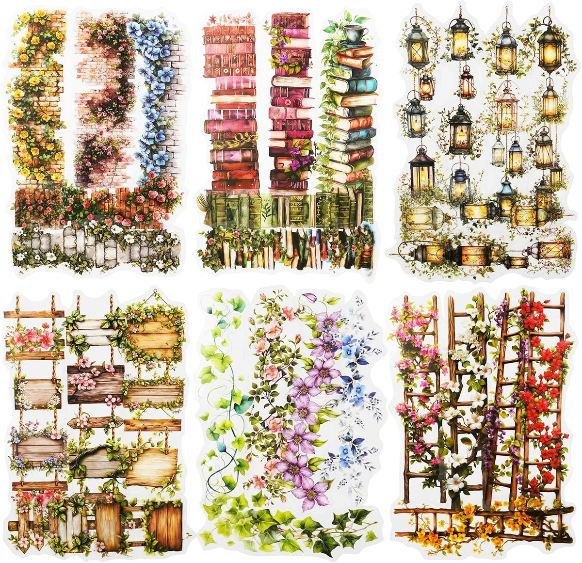120 Pcs Floral Garden Stickers for Scrapbooking and Journaling