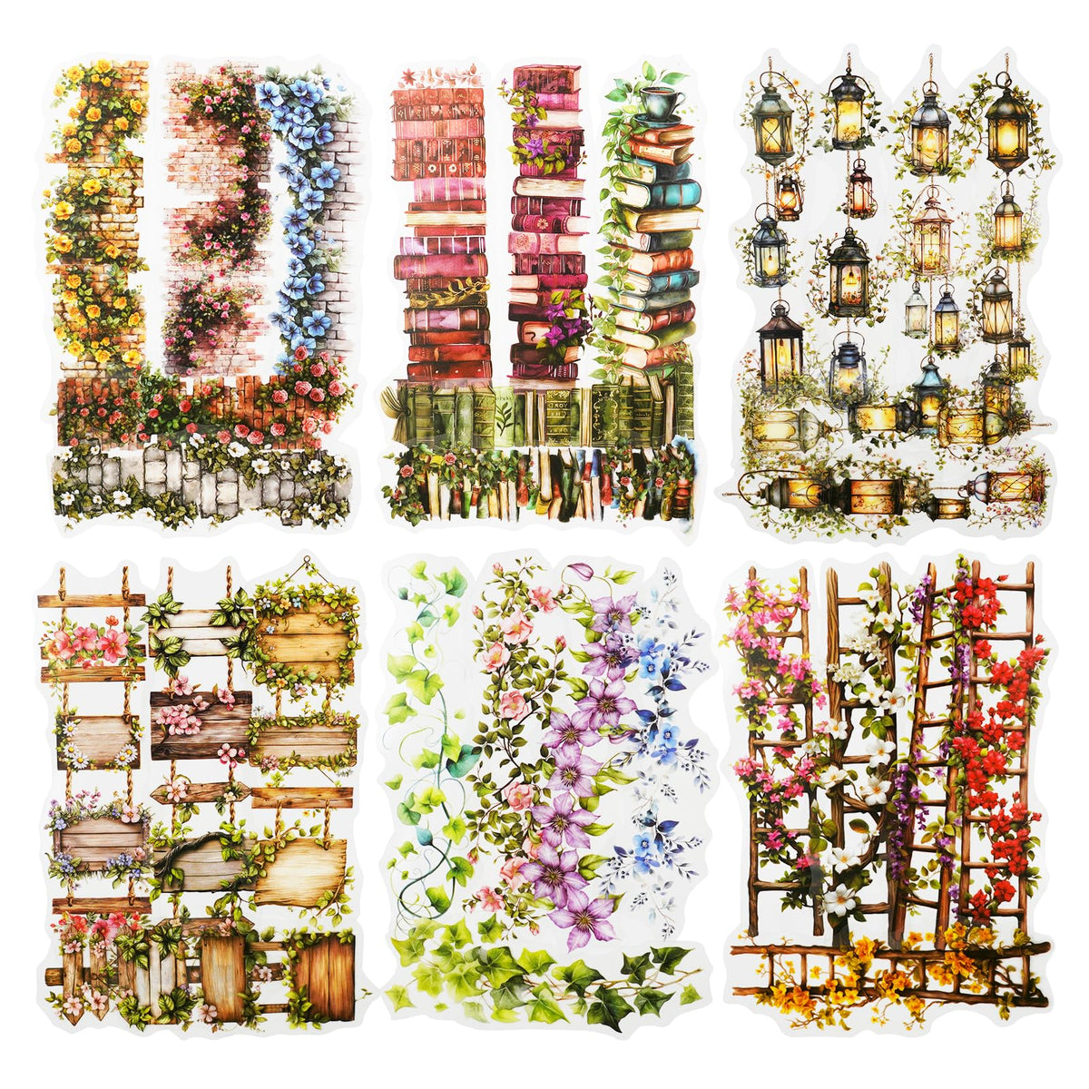 120 Pcs Floral Garden Stickers for Scrapbooking and Journaling