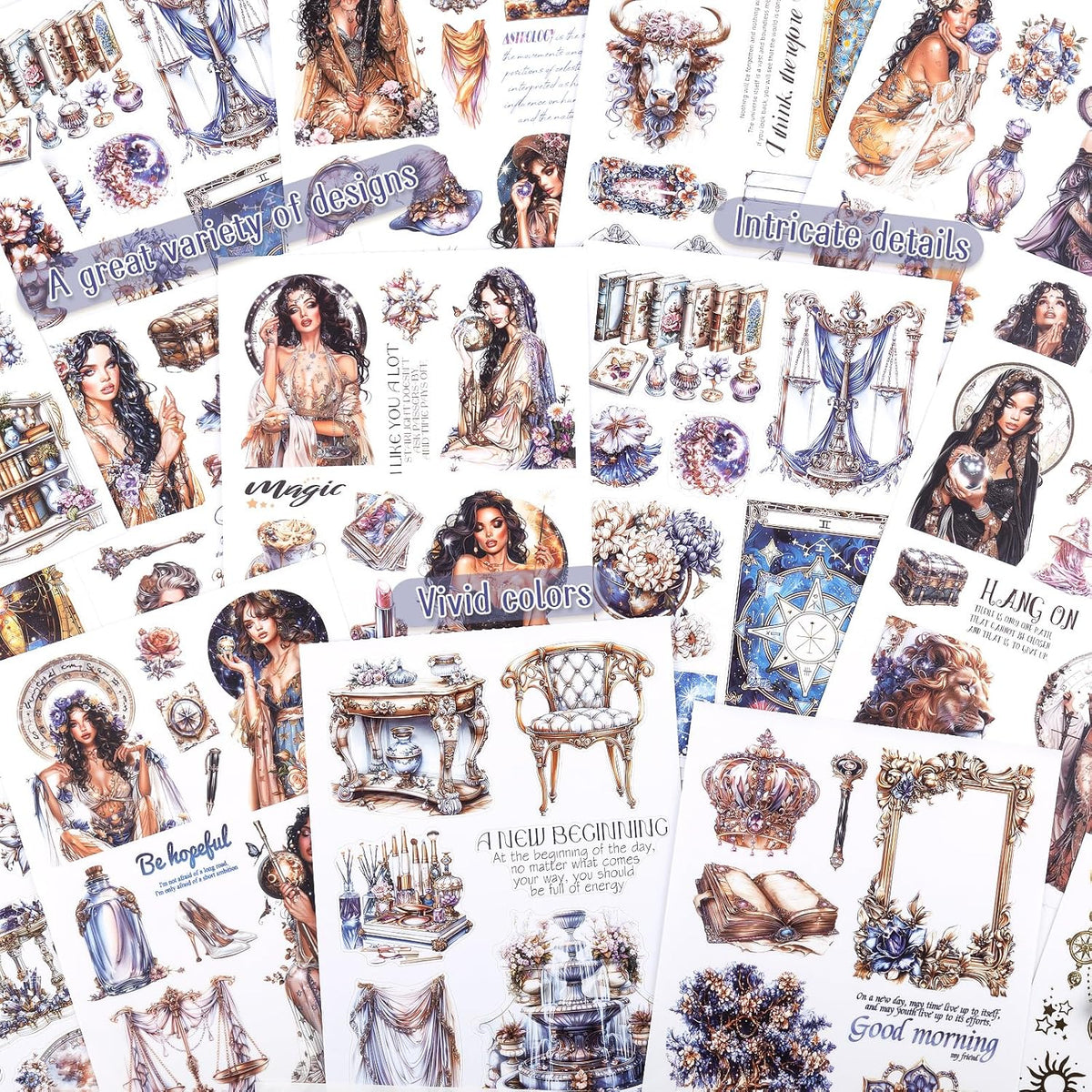 Astrology Sticker Book for Journaling, Pre-Cut Gorgeous Scrapbook Sticker for Adults Women, Transparent PET Washi Paper Materials for Collage Art, Card Making, Junk Journal