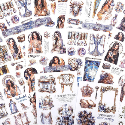 Astrology Sticker Book for Journaling, Pre-Cut Gorgeous Scrapbook Sticker for Adults Women, Transparent PET Washi Paper Materials for Collage Art, Card Making, Junk Journal
