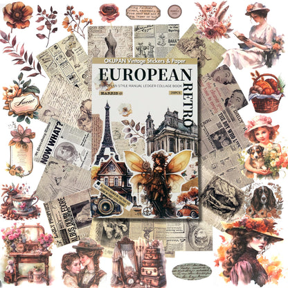 Vintage Floral Scrapbook Paper & Journaling Stickers, 400pcs