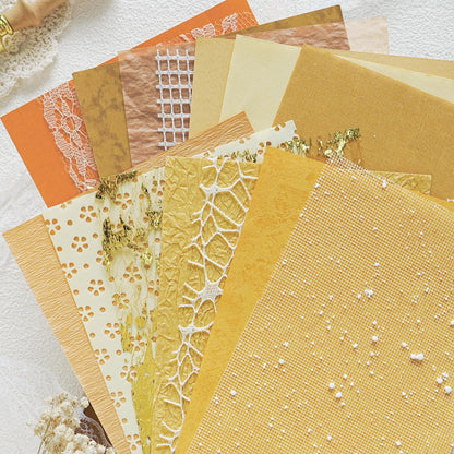 20 Pcs Handmade A5 Textured Scrapbook Paper&Mesh, Junk Journal Supplies