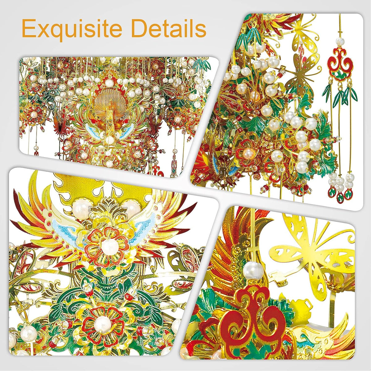 Piececool 3D Metal Asian Puzzles Model Kits- Garuda Coronet Metal Building Kit for Adults, Brain Teaser Puzzle DIY Handcraft Model Kits, Fidget 3D Puzzles Gifts for Teens Man Woman Family- 522 Pcs