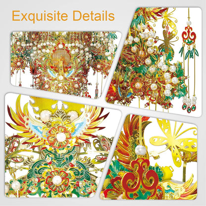 Piececool 3D Metal Asian Puzzles Model Kits- Garuda Coronet Metal Building Kit for Adults, Brain Teaser Puzzle DIY Handcraft Model Kits, Fidget 3D Puzzles Gifts for Teens Man Woman Family- 522 Pcs