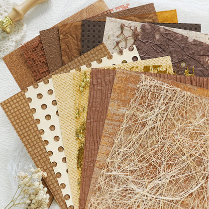 20 Pcs Handmade A5 Textured Scrapbook Paper&Mesh, Junk Journal Supplies