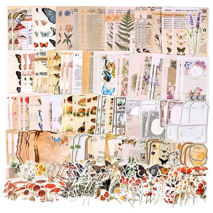 Draupnir 200pcs Vintage Junk Journal Supplies,Scrapbook Supplies Scrapbooking Paper and Stickers Ephemera For Art Aesthetic Journaling Kit Collage(Art)